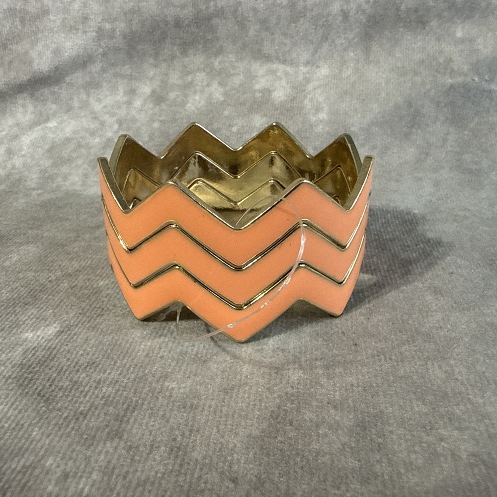 Zigzag Bangle Bracelets Set Of 3‎ Coral Goldtone